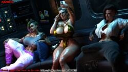 athletic athletic_female athletic_futa big_breasts breasts busty curvy cyberpunk_2077 female fit fit_female fit_futa fitness focus focus_on_chest futa_on_female futanari girls_only huge_breasts intersex judy_alvarez large_breasts mature_female mature_futa meredith_stout raz0r33 threesome v_(cyberpunk_2077) voluptuous voluptuous_female voluptuous_futa