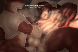 3:2 anal anal_sex anthro anthro_on_anthro anthro_penetrated anthro_penetrating anthro_penetrating_anthro armpit_hair balls barbell_piercing bed belly big_belly bodily_fluids body_hair breath chest_hair clothing dinosaur duo english_text erection father father_and_child father_and_son foreskin furniture genital_fluids genitals grin hat headgear headwear hi_res humanoid_genitalia humanoid_penis johnthelewd_art lying male male/male male_penetrated male_penetrating male_penetrating_male muscular muscular_anthro muscular_male nipple_barbell nipple_piercing nipples nude obscured_eyes on_back on_bed overweight overweight_anthro overweight_male parent parent_and_child parent_and_son penetration penile penile_penetration penis penis_in_ass piercing precum precum_squirt prehistoric_species pubes red_body reptile scalie sex shirt smile son speech_bubble sweat sweaty_face t-shirt tan_balls tan_body tan_penis text topwear uncircumcised undressing vein veiny_penis white_clothing white_shirt white_t-shirt white_topwear