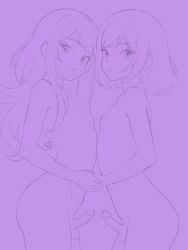 black_hair femboy femboy_focus femboy_on_femboy pink_hair pink_nipples red_eyes self_upload sketch twink yellow_eyes
