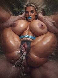 1boy 1boy1girl 1girls ai_generated anal anal_penetration anal_sex ass balls belt black_eyes bleached_hair blond_hair blonde braided_hair breasts cyan_lipstick dark-skinned_female faceless_male female female_ejaculation full_nelson full_nelson_anal hairy_ass hairy_pussy hetero hetero_sex heterosexual interracial jungle light-skinned_male lipstick looking_at_viewer male male_on_female massive_ass massive_breasts muscular muscular_female muscular_male native_american_female oc oiled oiled_body oiled_skin original_character penis pubic_hair pussy sex_from_behind squirting straight straight_sex testicles vagina