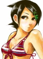 00s 1girls 2000s 2008 bad_id bad_pixiv_id black_hair blank_background bra breasts female female_only fuura_kafuka hair_clip hairclip light-skinned_female light_skin looking_at_viewer otimusyairoha sayonara_zetsubou_sensei short_hair small_breasts solo source_not_archived source_removed