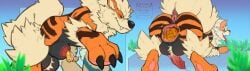 absurd_res animal_genitalia animal_penis anthro anthro_on_feral anthro_prey anus arcanine balls big_balls bladder_bulge bladder_vore bodily_fluids canid canine canine_genitalia canine_penis cock_vore cum curled_up domestic_cat duo ejaculation felid feline felis feral feral_pred fetal_pose generation_1_pokemon genital_fluids genitals head_first hi_res knot leon_nisitalia male male/male mammal nintendo paws penile penis pokemon pokemon_(species) sheath urine voraciousollie vore zoophilia