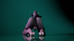16:9 3d_(artwork) absurd_res all_fours anthro anus ass bovid caprine clothing digital_media_(artwork) eyewear female fishnet_clothing genitals glasses goat hi_res male mammal neo_nakamura penis presenting presenting_hindquarters reflection rose_(rosethegoat) solo solo_focus trans_woman transfem widescreen