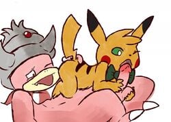 69 color eroborus fellatio fur furry interspecies male male_only multiple_males nintendo oral pikachu pokemon side_view slowking yaoi