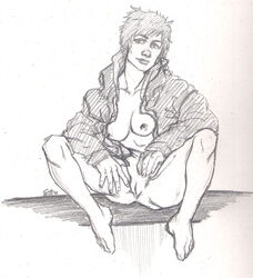 1girls breasts dana_mercer half_naked posing prototype prototype_(game) pussy sketch solo therunner