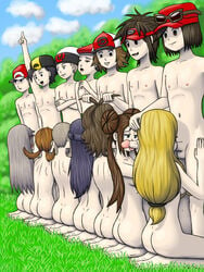 7boys 7girls ass back blonde_hair blue_eyes blue_hair breasts brendan_(pokemon) brown_eyes brown_hair calem_(pokemon) color dawn_(pokemon) double_bun erection ethan_(pokemon) fellatio female from_behind grass group group_sex hair hair_grab handjob harem hat head_grab hilbert_(pokemon) hilda_(pokemon) human human_only kneeling kreschun leaf_(pokemon) lineup long_hair lucas_(pokemon) lyra_(pokemon) male may_(pokemon) nate_(pokemon) nintendo nipples nude open_mouth oral orgy outdoors penis pokemon pokemon_bw pokemon_bw2 pokemon_dppt pokemon_gsc pokemon_rgby pokemon_rse pokemon_xy red_(pokemon) rosa_(pokemon) saliva serena_(pokemon) serena_(pokemon_games) short_hair sideboob smile soles standing straight sunglasses swingers take_your_pick testicles tied_hair tongue tongue_out twintails veins veiny_penis