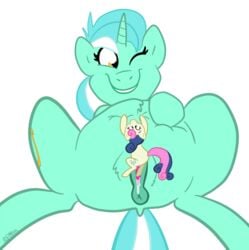 bonbon_(mlp) chubbyjam friendship_is_magic lyra_heartstrings_(mlp) macro micro my_little_pony smooth_skin what