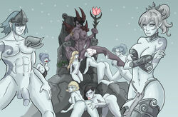 1boy 1futa 8girls breasts cock_worship color elf falmer female futanari intersex male markydaysaid penis sanguine skyrim snow_elf the_elder_scrolls