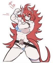 american_flag_bikini athletic athletic_female dragon dragon_girl muscular_female red_hair redrabbu virtual_youtuber vshojo zentreya