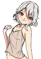 1girls aikertoba bottomless brand_of_the_defile breasts brown_eyes cameltoe female female_only fire_emblem fire_emblem_awakening grey_hair hair_between_eyes hand_tattoo morgan_(fire_emblem) morgan_(fire_emblem)_(female) nintendo short_hair small_breasts smile solo tattoo white_background