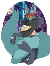 big_breasts breasts female furry lucario pokemon pokemon_(species) samagram93