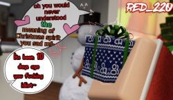 3d christmas dialogue english_text gift red_(red_220) red_220 roblox robloxian snowman source_request tagme text text_bubble