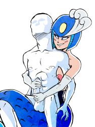 1boy 1girls 2d 2d(artwork) anon armour arty_renegate bedroom_eyes biting_lip blush breasts_out capcom corset exposed_nipples exposed_shoulders eyelashes gloves handjob jerkingoff large_breasts mega_man mega_man(classic) mermaid mermaid_tail monster_girl nipples perky_breasts red_cheeks rockman scales sex sex_from_behind smile splash_woman