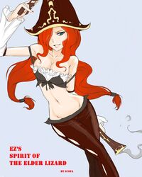 1girls blue_eyes female female_only league_of_legends light-skinned_female light_skin looking_at_viewer miss_fortune pirate_hat red_hair riot_games scofa simple_background smoking_gun solo solo_female tagme