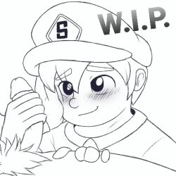 2d_animation animated caressing_cheek face_closeup hand_on_cheek handjob male/male male_only penis pubic_tuft smg3 smg4 smg4_(character) toony unfinished wholesome wip work_in_progress