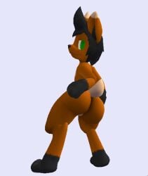 1boy 2018 3d animated anthro bedroom_eyes big_ass black_hair bottom_heavy brown_fur digitigrade digitigrade_anthro digitigrade_legs furry green_eyes hybrid looping_animation noah noahtehfox nude_male original short_tail smiling solo spanking_own_ass thick_thighs turned_around