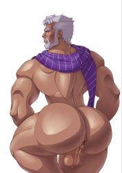 anus balls bara big_ass big_butt bubble_butt freezeray04 gaping gaping_anus jojo's_bizarre_adventure joseph_joestar male_only muscular muscular_male old_joseph scarf stardust_crusaders white_hair