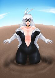 black_cat_(marvel) felicia_hardy female female_only marvel marvel_comics quicksand solo spider-man_(series) usagiforehead weird white_hair white_skin