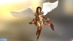 1female 1girls 3d 3d_(artwork) 3d_model angel angel_girl angel_wings angelic black_hair cgi clothed daz3d daz_3d daz_studio female fire fist fists flying half-dressed half-naked high_heel_boots high_heels long_hair looking_away orignal_character red_armor seductive_look seductive_smile surody winged_humanoid wings