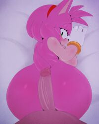 absurd_res amy_rose anthro ass breasts clothing digital_media_(artwork) duo ephemilie erection eulipotyphlan female fur genitals gloves green_eyes hair handwear hedgehog hi_res looking_at_viewer male male/female mammal nude offscreen_male penis pink_body pussy sega sinrizuki sonic_(series) sonic_the_hedgehog_(series) tail