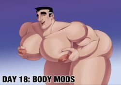 1boy bara bent_over big_ass big_butt big_chest big_nipples big_pecs black_hair bubble_butt bulky cartoon_network daddy dilf freezeray04 holding_pecs huge_chest huge_pecs kinktober male male_only mature_male muscular muscular_male page_18 powerpuff_girls professor_utonium solo solo_male squeezing_pecs thick_thighs transformation