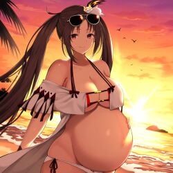 ai_generated fate/grand_order fate_(series) novelai pregnant yu_mei-ren_(fate) yu_mei-ren_(swimsuit_lancer)