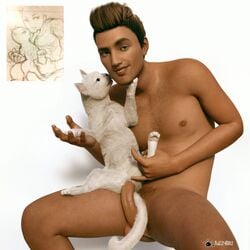 1boy 3d duo erection feline female feral furry fuzzyfelt hi_res holding_chin human interspecies larger_male male_on_feral mammal penetration penis pussy realistic simple_background size_difference spread_legs spreading text tongue watermark zoophilia