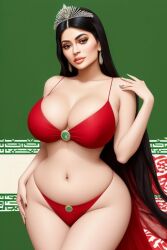 ai_generated american big_breasts bitchy black_hair black_lingerie black_topwear brown_eyes busty celebrity crown dancer dancer_outfit dark_hair dress earrings exotic exotic_dancer exposed hourglass_figure instagram iranian iranian_flag kylie_jenner micro_bikini real_person rich_bitch rich_girl string_bikini thick_ass thick_thighs