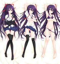 1girls bodysuit bra breasts clothing date_a_live feet female human naked nipples panties purple_eyes purple_hair spirit tagme tianwei_himeyuri toes yatogami_tohka