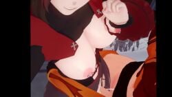 1futa 1girls 3d animated big_breasts black_hair breasts dezerbitch female futa_on_female futa_with_female futanari large_breasts mp4 nipple_piercing nipples pussy pyrrha_nikos ruby_rose rwby short_hair silver_eyes video