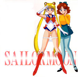 2girls 90s bishoujo_senshi_sailor_moon bow clothing edit female female_only multiple_girls naru_osaka nude_filter official_art panties panties_down pubic_hair pussy sailor_moon skirt tadano_kazuko tagme usagi_tsukino