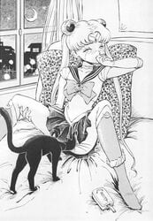 1990s 1992 1girls 20th_century bishoujo_senshi_sailor_moon clothing cunnilingus daphnia feline female female_only feral feral_on_female feral_on_human fur luna_(sailor_moon) monochrome oral_sex panties sailor_moon skirt tagme tears usagi_tsukino yuri zoophilia