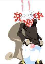 1boy anthro bandana blush clothing fur lagomorph male male_only mammal oumagadoki_doubutsuen rabbit shiina solo unknown_artist white_fur