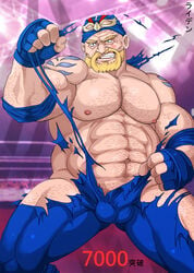 10s 1boy 2013 aguo_(artist) bara bulge fatal_fury gay human king_of_fighters male male_only muscular muscular_male raiden_(snk) solo tagme video_games