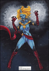 1girls avengers blue_skin carol_danvers erotic_costume female horn marvel ms._marvel ms._marvel_(carol_danvers) solo succubus vp