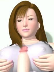 3d 7_(artist) animated animated_gif breasts brown_eyes brown_hair censored female fighting_cuties final_fantasy final_fantasy_vii gif human lips male paizuri paizuri_over_clothes penis smooth_skin straight tifa_lockhart