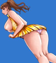 1girls ass breastless_clothes breastless_clothing breasts cheerleader female from_below huge_ass large_breasts lowres matoyama nipples original panties pantyshot pink_panties skirt solo underwear