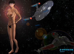 1girls 2013 3d abs alien areolae artist_name big_breasts bird_of_prey_(star_trek) english_text enterprise_(star_trek) female female_only hands_behind_back humanoid jaguarry3 lens_flare mop_top nipples panties pointy_ears pubic_hair solo solo_female space spaceship standing star_trek star_trek_enterprise starship t'pol text vulcan_(species)