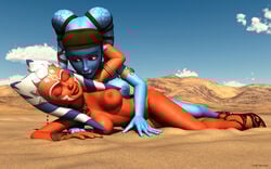 2012 2girls 3d aayla_secura ahsoka_tano armlet bracelet clone_wars eyeliner eyeshadow female jedi kondaspeter lekku lipstick makeup star_wars tagme tatooine the_clone_wars:_season_four togruta twi'lek yuri