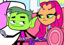 beast_boy dc female green_hair hetero logyn male smooth_skin starfire tagme teen_titans teen_titans_go