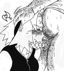 blush cum cum_in_mouth faceless_male fellatio female human irrumatio line_art male monochrome naruto omarsin oral sakura_haruno straight tear