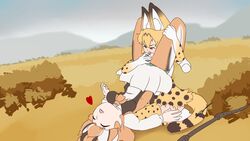 animal_humanoid antelope cunnilingus duo feline female gazelle heart humanoid humanoid_on_humanoid interspecies kamperkiller_(artist) kemono_friends lezdom mammal oral outdoors outside pale-skinned_female predator/prey pussy pussy_juice savanna serval serval_(kemono_friends) sex thomson's_gazelle thomson's_gazelle_(kemono_friends) vaginal_penetration yuri