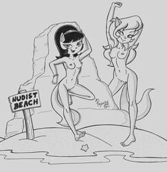 anthro callie_briggs catgirl kitty_katswell naked naked_female no_color nude nude_female nudist nudist_beach poland_(artist) swat_kats t.u.f.f._puppy ubnt