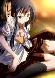 amakusa_shino clothing groping hetare_(pixiv) seitokai_yakuindomo skirt tagme takatoshi_tsuda