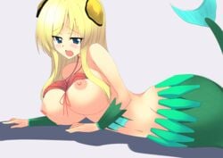 1girls areola blonde_hair blue_eyes blush breasts busty cleavage fuji-san large_breasts mermaid mermaid_tail namiuchigiwa_no_muromi-san navel nipples swimsuit tagme tail_fin voluptuous