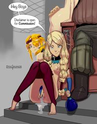 2girls astrid_hofferson blonde_hair blue_eyes bondage bridal_gauntlets cheating_girlfriend cuckold disclaimer dreamworks hair_over_one_eye hoop_earrings how_to_train_your_dragon multiple_girls nipples pussy ruffnut_thorston slave tagme toeless_legwear viking