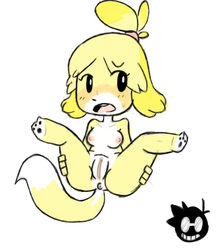 2013 animal_crossing anthro anus breasts canine dog doubutsu_no_mori female female_only fur getaoneup isabelle_(animal_crossing) mammal nintendo nipples pussy shizue_(doubutsu_no_mori) solo tagme