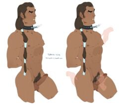 1boy avatar_legends erection gay handjob human male male_only penis plain_background polapaz123 pubic_hair restrained smooth_skin tarrlok the_legend_of_korra water_tribe white_background yaoi