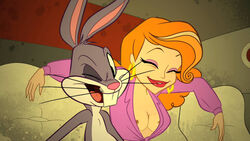 1boy 1girls anthro bimbo breasts bugs_bunny busty cleavage edit female fur furry hoop_earrings looney_tunes male mammal nipple_slip rabbit rule_mapletint screenshot screenshot_edit starlett_johansson tagme the_looney_tunes_show voluptuous wink