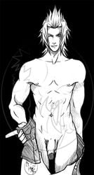 disney kingdom_hearts m._nash male_nipples male_only monochrome penis square_enix tagme terra_(kingdom_hearts)